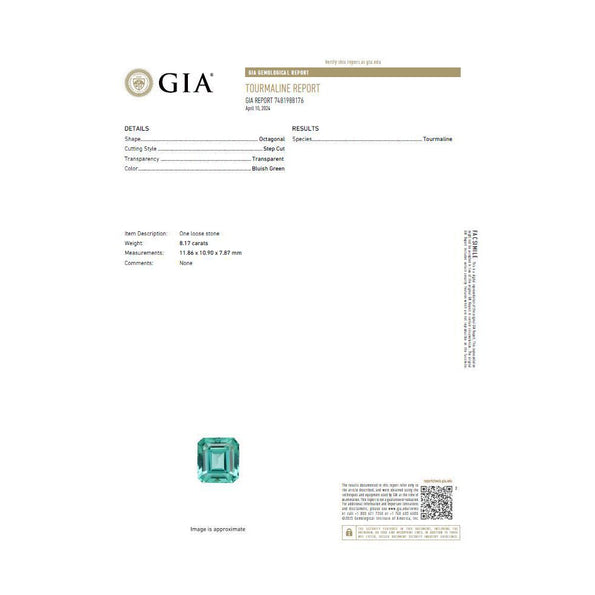 GIA Certified 8.17 Carat Tourmaline and Diamond Halo Square Shape Platinum Ring