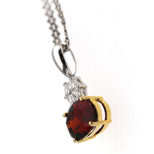 GIA Certified 8.53 Carat Spessartine Garnet & Triangle Diamond Pendant Necklace