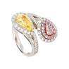 GIA Certified Fancy Intense Yellow & Fancy Light Pink Diamond Toi Et Moi Ring in 18K White Gold