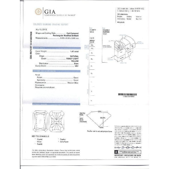 GIA Certified Natural 3 Carat TW Fancy Yellow Diamond Radiant Cut Stud Earrings in 18K Gold