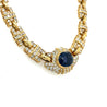 GIA Certified No Heat Blue Sapphire 18k Gold Cable Chain Choker Necklace 15.5"