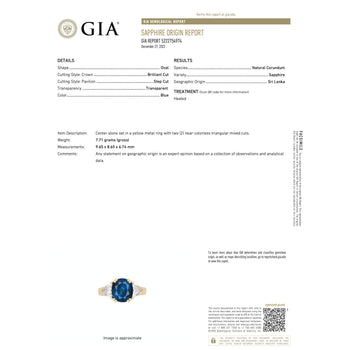 GIA Certified Oval Blue Sapphire and Trillion Diamond 3 Stone Ring in 18K – Assay Jewelers