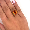 GIA Certified Oval Cut 13.5 Carat Mandarine Orange Spessartine Garnet Ring