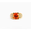 GIA Zertifizierter Ovalschliff Orange Spessartin Granat Und Diamant 18K Kuppel Ring