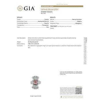 Bague verticale Anciens en or 18K avec saphir rose et diamant certifiée GIA – Assay Jewelers