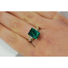 GIA Certified Rectangular Cut Blue-Green Indicolite Tourmaline and Diamond 18K Gold Ring