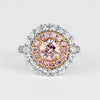 Bague en diamant rond taille brillant Fancy rose-violet certifiée GIA avec halo de diamants