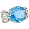 GIA Certified Vintage 62 Carat Aquamarine with Diamond Platinum Brooch/Pin