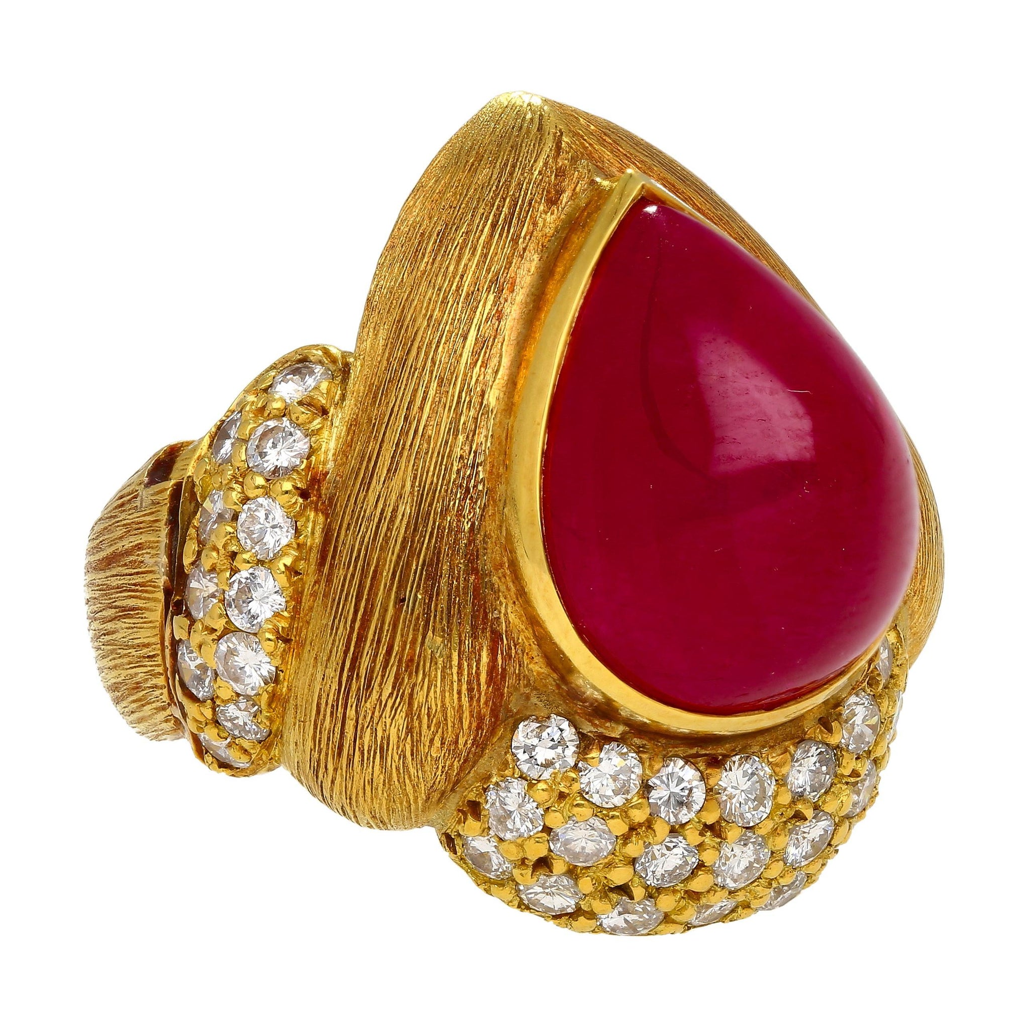 GRS Cert. 13.86 Carat No Heat Ruby Eiseman Signed Vintage Ring