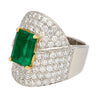 GRS Certified 2.53 Carat Vivid Green Colombian Minor Oil Emerald & Diamond Bypass Ring