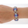 GRS Certified 41.17 CTTW Sri Lanka No Heat Blue Sapphire Bracelet with Diamond & Ruby in 18K White Gold