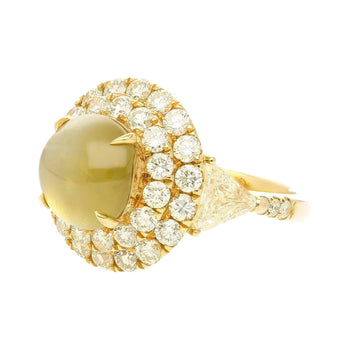 GRS Certified 5 Carat Untreated Chrysoberyl Cat's Eye and Double Halo Diamond Ring – Assay Jewelers