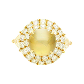 GRS Certified 5 Carat Untreated Chrysoberyl Cat's Eye and Double Halo Diamond Ring – Assay Jewelers