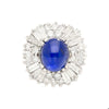 GRS Certified 6.03 Carat No Heat Burma Royal Blue Star Sapphire & Diamond Ring