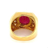 GRS Certified 6.2 Carat Ruby & Diamond Bezel Set 14K Gold Gypsy Style Mens Ring