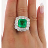 GRS Certified 8.04 Carat Minor Oil Colombian Emerald & Diamond Halo Ring