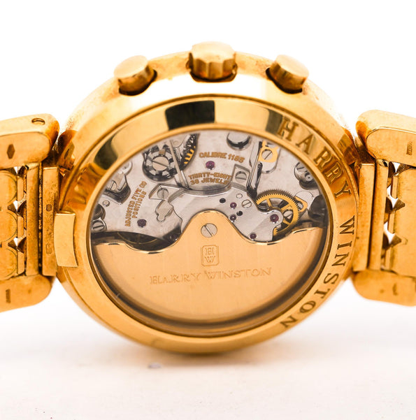 Harry Winston Premier Chronograph 18K Yellow Gold Navy Dial Mens Luxury Watch
