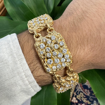 Heavy Vintage Diamond 5-Link 14K Gold Nugget Bracelet – Assay Jewelers