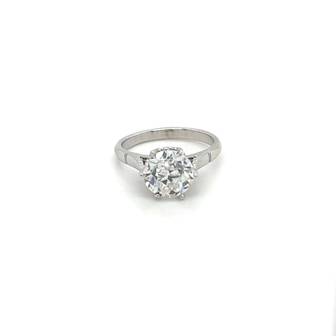 IGI Cert. 2.08 Carat Lab Grown Old European Cut Diamond Vintage 6-Prong Engagement Ring