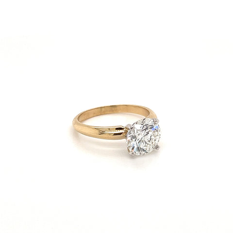 IGI Certified 2.19 H/VS1 Round Cut Lab Grown Diamond 2-Tone Solitaire Ring
