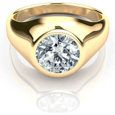 IGI Certified 2.5-3 Carat Round Lab Grown Diamond Bezel Set Mens Solitaire Ring in 14K Solid Gold