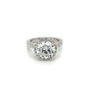 IGI Certified 3.35 Carat Round Cut Lab Grown CVD Diamond In Basket Cathedral Diamond Halo Ring