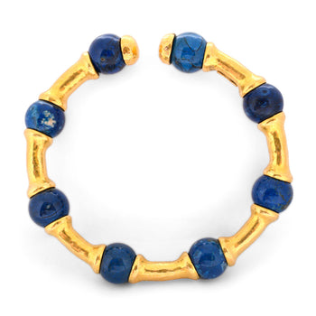 Ilanis Lalounis Lapis Lazuli 21K Gold Hammered Finish Bead Bangle Bracelet – Assay Jewelers