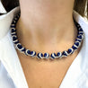 Lapis Lazuli Ball and Diamond 18K White Gold Choker Necklace Signed BIBIGI