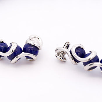 Lapis Lazuli Ball and Diamond 18K White Gold Choker Necklace Signed BIBIGI – Assay Jewelers