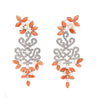 Marquise Coral, Pearl, And Diamond Floral Drop Earrings in 18k White Gold