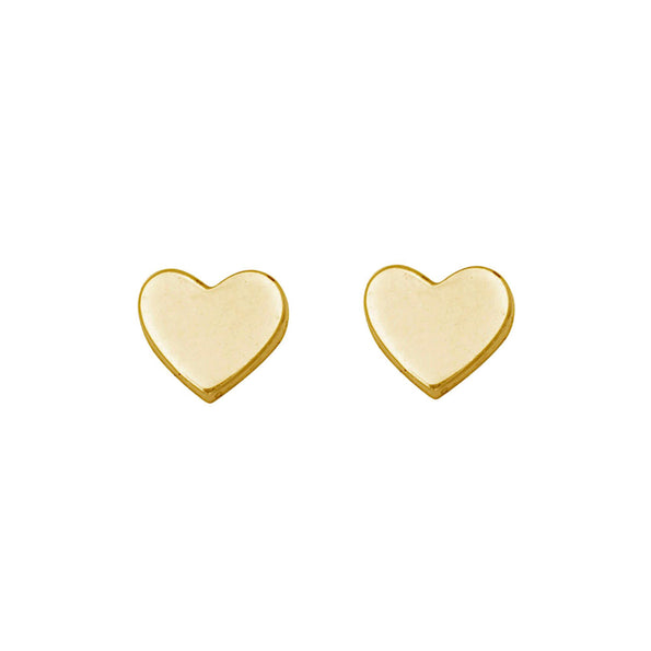 Mini 14k Gold Heart Stud Earrings On Screw Backs