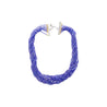 Multi-Strand Blue Tanzanite Beads & Round Cut Diamond Necklace in 18K White Gold