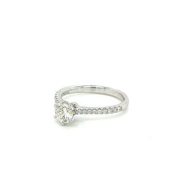 Natural 0.60 Carat Diamond Engagement Ring with 6-prong Straight Shank Diamond Sides in 18K White Gold – Assay Jewelers