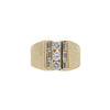 Natural 1 Carat Round & Baguette Cut Diamond in 18K Yellow Gold Matte Mens Ring