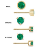 Natural 1/2 Carat Bezel Prong Emerald Stud Earrings 14K Gold