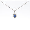 Natural 1.20 Carat Oval-Cut Blue Sapphire and Diamond Halo Pendant Necklace