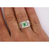 Natural 1.78 Carat Emerald and Diamond 18K Gold Mens Ring