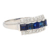 Natural 2.28 Carat Blue Sapphire & Diamond Cluster 5 Stone Platinum Ring