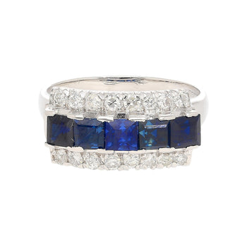 Natural 2.28 Carat Blue Sapphire & Diamond Cluster 5 Stone Platinum Ring – Assay Jewelers
