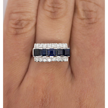 Natural 2.28 Carat Blue Sapphire & Diamond Cluster 5 Stone Platinum Ring – Assay Jewelers