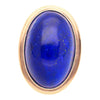 Natural 47.01 Carat Blue Lapis Lazuli in 18K Rose & White Gold Oval Bezel Ring