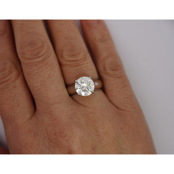 Natural 4.07 Carat H/SI1 Round Diamond Solitaire Wide Shank Ring In Platinum – Assay Jewelers