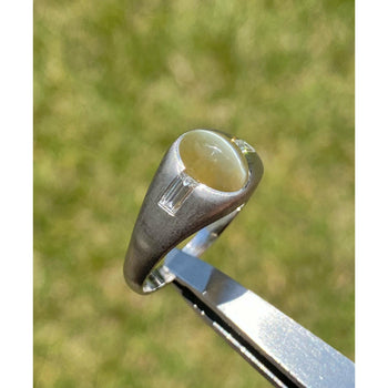 Natural Cats Eye and Baguette Cut Diamonds in Platinum Ring – Assay Jewelers