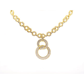 Natural Diamond 16 Carat Round-Brilliant Cut Interlocking Circle Pendant Necklace in 18K Yellow Gold – Assay Jewelers