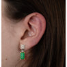 Natural Elongated Emerald and Diamond Drop Earrings in 18K Gold