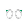 Natural Emerald Multi Placement Huggie Earrings In 14K White Gold