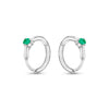 Natural Emerald Multi Placement Huggie Earrings In 14K White Gold