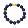 Natural Lapis Lazuli 15 Bead 52 Diamond Rondelle 18K Gold 8 Inch Bracelet