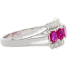 Natural Pink Ruby and Diamond Platinum Wedding Band 5 Stone Ring