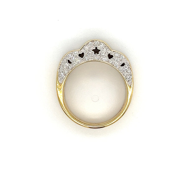 Natural Princess Cut Diamond Star Cluster Ring in 18k gold